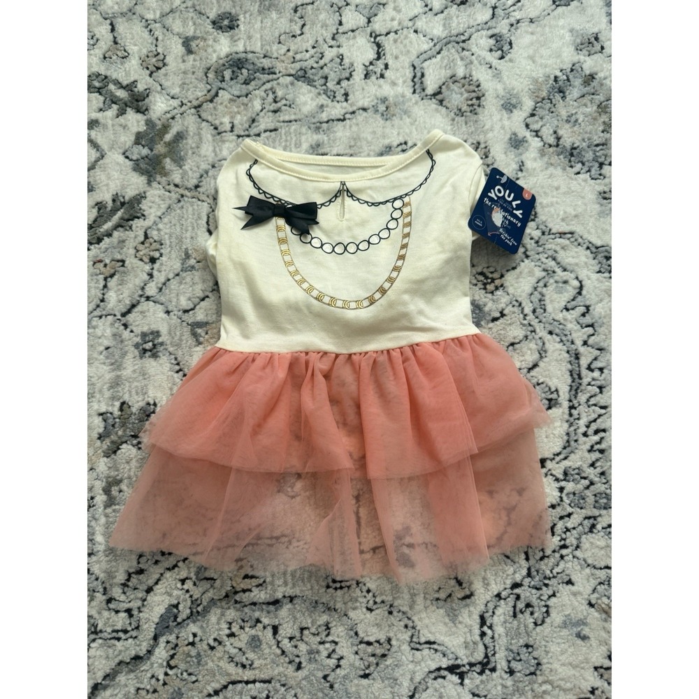YOULY Pet Dog Dress The Revolutionary Size Large 17 - 19 inch White Pink Tutu